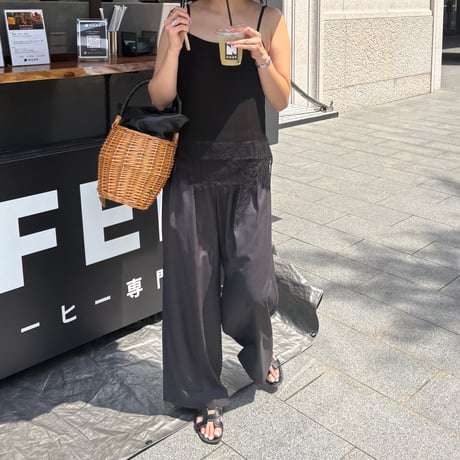 タックワイドパンツ(チャコールグレー)
