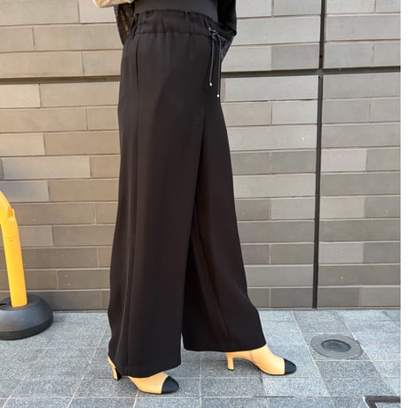 ワイドウェストワイドパンツ(ブラック)