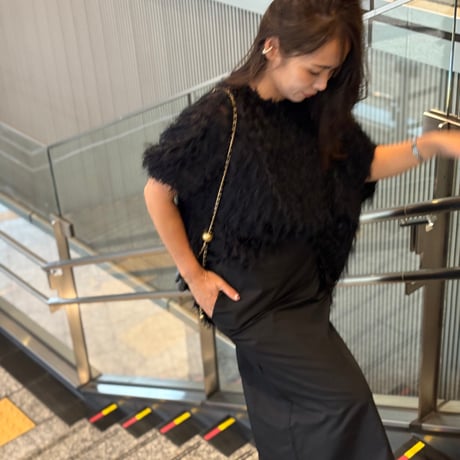 フリンジオーバーサイズトップス(ブラック)