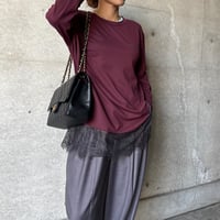 レイヤード×レースニュアンスロングスリーブ(ボルドー)