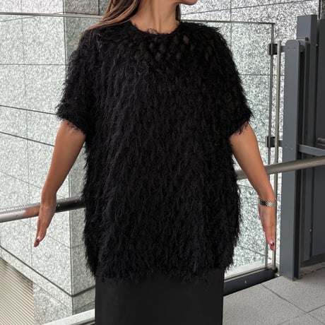 フリンジオーバーサイズトップス(ブラック)