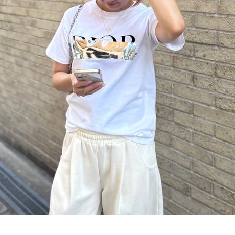 ユニセックスパロディD Tシャツ(ホワイト×シルバー)
