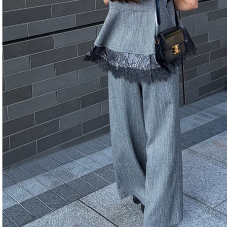 ワイドウェストワイドパンツ(ツイード)