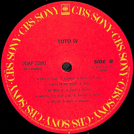 TOTO / TOTO IV 聖なる剣 [※国内盤,品番:20AP 2280］(LPレコード)