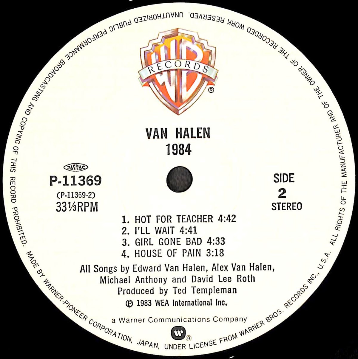 ヴァン・ヘイレン / 1984 [※国内盤,品番:P-11369］(LPレコード) | Boo