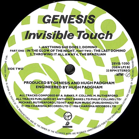 ジェネシス / インビジブル・タッチ [※国内盤,品番:28VB-1090］(LPレコード)