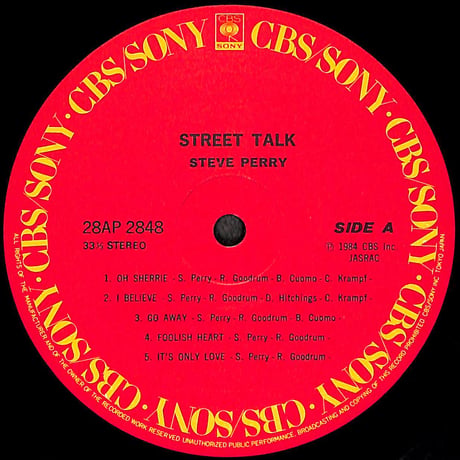 スティーヴ・ペリー / ストリート・トーク [※国内盤,品番:28AP 2848］(LPレコード)