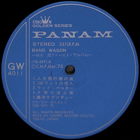 鈴木茂 / バンド・ワゴン [※国内盤,品番:GW-4011］(LPレコード)
