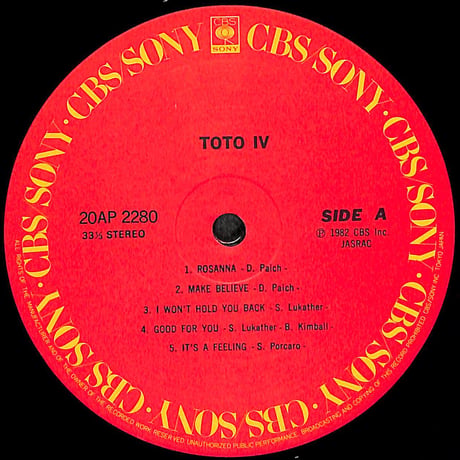 TOTO / TOTO IV 聖なる剣 [※国内盤,品番:20AP 2280］(LPレコード)