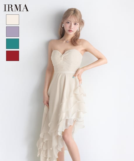 【IRMA】シフォン/アシンメトリー/ティアード/ベア/Dress【61226】