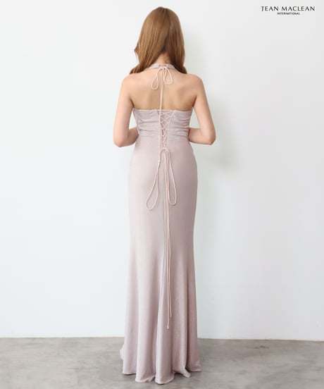 【JEAN MACLEAN】ラメニット/ドレープ/スリット入り/LongDress【61290】