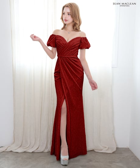 【JEAN MACLEAN】ラメニット/オフショル/パフスリーブ/LongDress【61291】