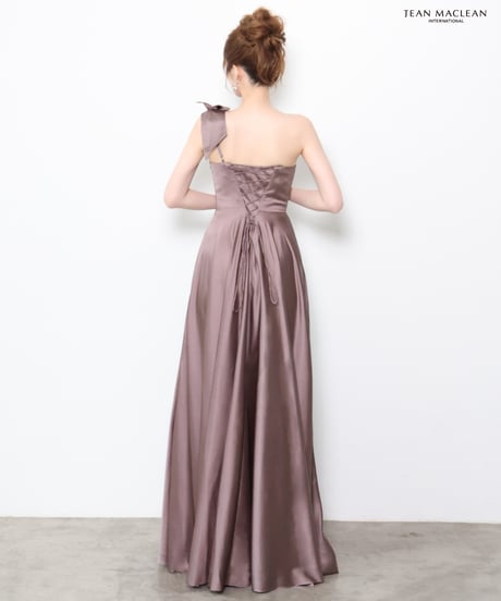 【JEAN MACLEAN】ワンショルダー/サテン/フレア/LongDress【61320】