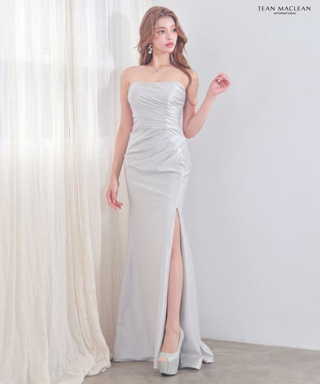 【JEAN MACLEAN】ストレッチシャイニーサテン/ベア/スリット入り/LongDress【61262】