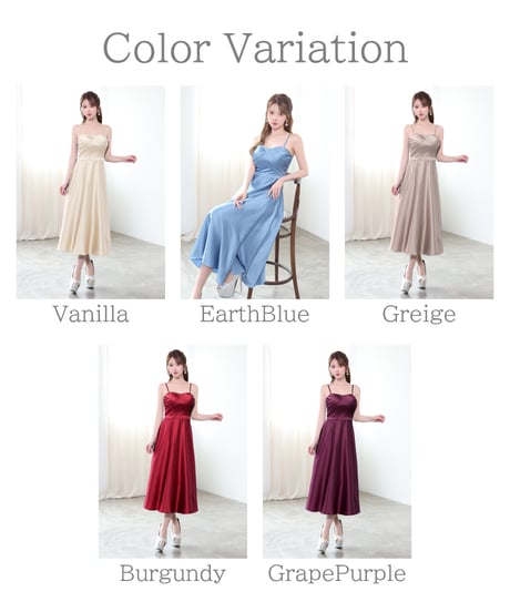【JEAN MACLEAN】サテン/キャミ/フレア/LongDress【61295】