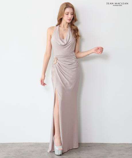 【JEAN MACLEAN】ラメニット/ドレープ/スリット入り/LongDress【61290】