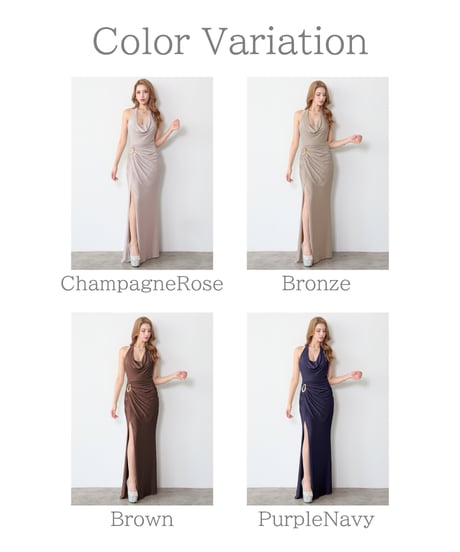 【JEAN MACLEAN】ラメニット/ドレープ/スリット入り/LongDress【61290】