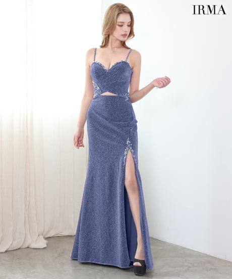 【IRMA】ラメニット/カットアウト/刺繡/スリット入り/LongDress【61288】