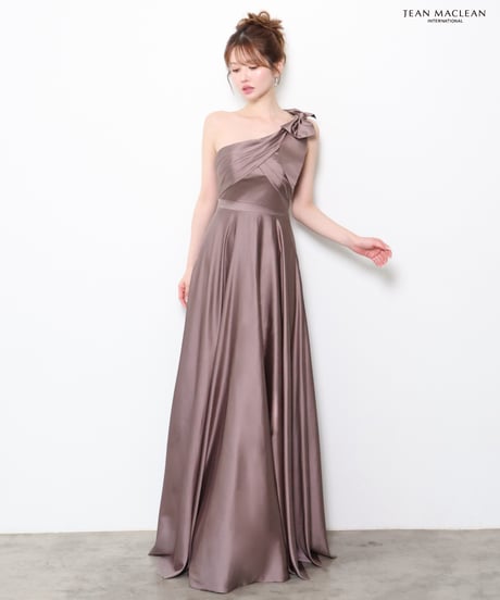 【JEAN MACLEAN】ワンショルダー/サテン/フレア/LongDress【61320】