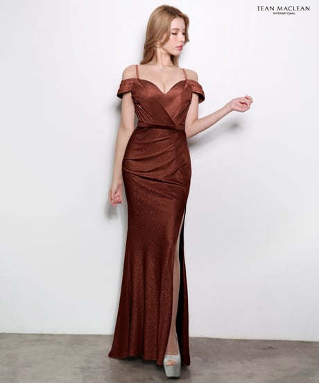 【JEAN MACLEAN】オフショル/ラメニット/スリット入り/LongDress【61318】