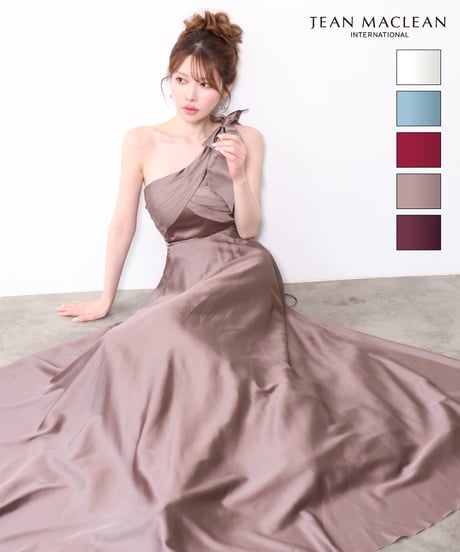 【JEAN MACLEAN】ワンショルダー/サテン/フレア/LongDress【61320】
