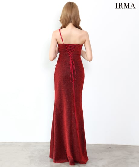 【IRMA】ラメニット/ワンショル/刺繡/スリット入り/LongDress【61287】
