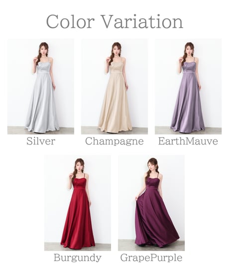 【JEAN MACLEAN】サテン/キャミ/フレア/LongDress【61293】