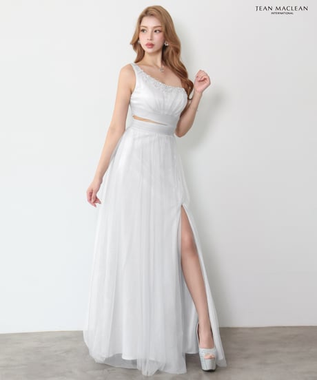 【JEAN MACLEAN】ネット/ワンショル/刺繡/スリット入り/LongDress【61294】