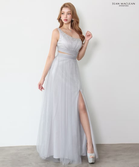 【JEAN MACLEAN】ネット/ワンショル/刺繡/スリット入り/LongDress【61294】