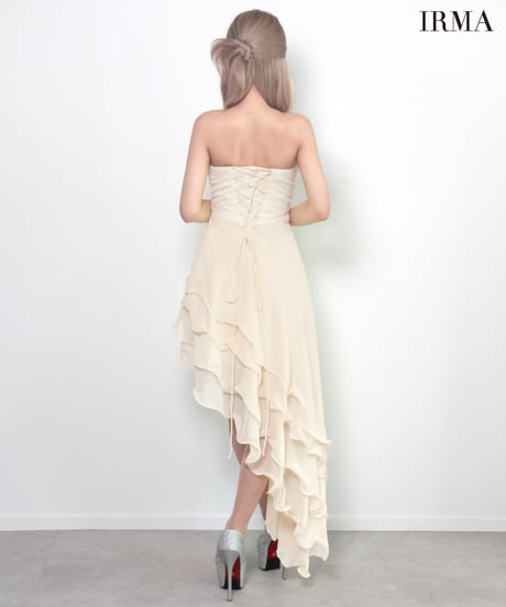 【IRMA】シフォン/アシンメトリー/ティアード/ベア/Dress【61226】