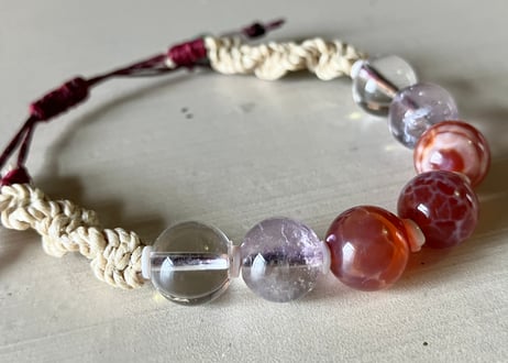 💎 精麻ブレスレット / ファイアアゲート・アメトリン・クリアクォーツ