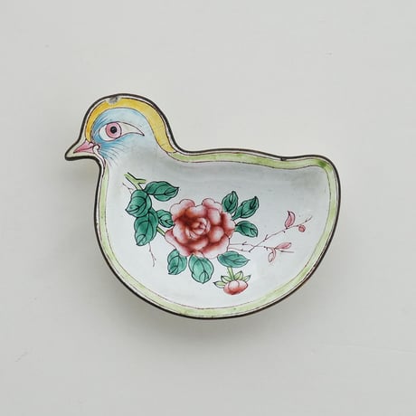 no1309-2　鳥の形の琺瑯小皿