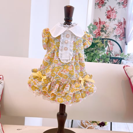 現品夏ワンピ❤小花リップルワンピ