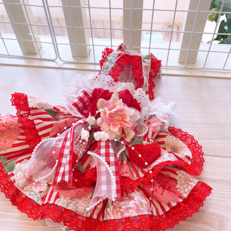 現品夏ワンピ❤和柄フラワーワンピ