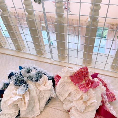 サンプル❤マドラスチェック重ね着風ワンピ