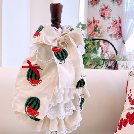 サンプル❤ふんわりスイカワンピ｛生成り｝　胴36　丈26
