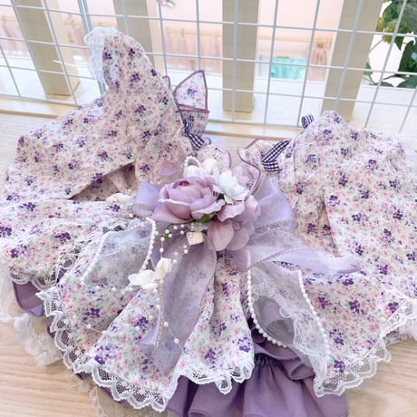 現品浴衣ワンピ❤パープルリバテイ浴衣ワンピ