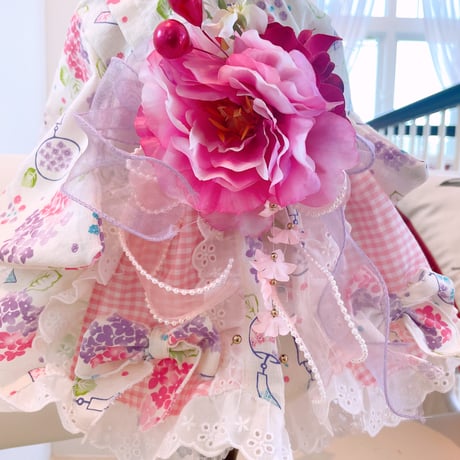 現品浴衣ワンピ❤紫陽花浴衣ワンピ　胴40　丈30