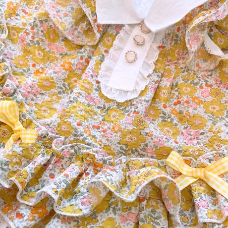 現品夏ワンピ❤小花リップルワンピ