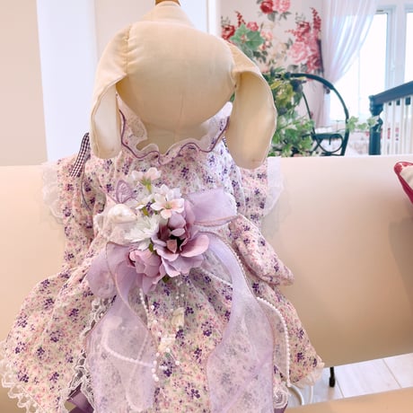 現品浴衣ワンピ❤パープルリバテイ浴衣ワンピ