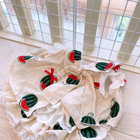 サンプル❤ふんわりスイカワンピ｛生成り｝　胴36　丈26