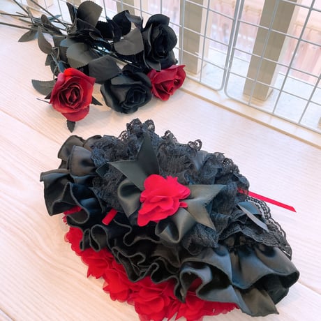 サンプル❤ブラック&レッドローズハロウインワンピ 胴34　丈25