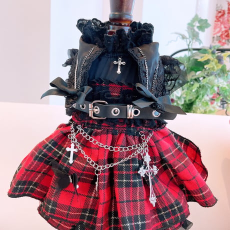 サンプル❤ゴシックチェックハロウインワンピ　胴32　丈24