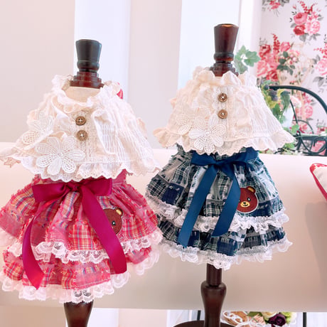 サンプル❤マドラスチェック重ね着風ワンピ