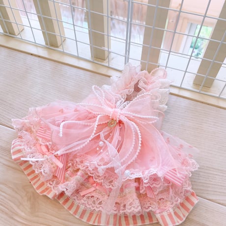 サンプル❤ピンクハートチュールワンピ　胴32　丈23
