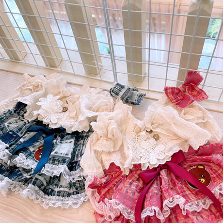 サンプル❤マドラスチェック重ね着風ワンピ