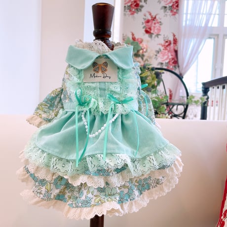 サンプル❤フラワーガーデンワンピ｛ミント｝　胴33　丈25