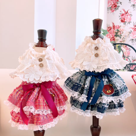 サンプル❤マドラスチェック重ね着風ワンピ