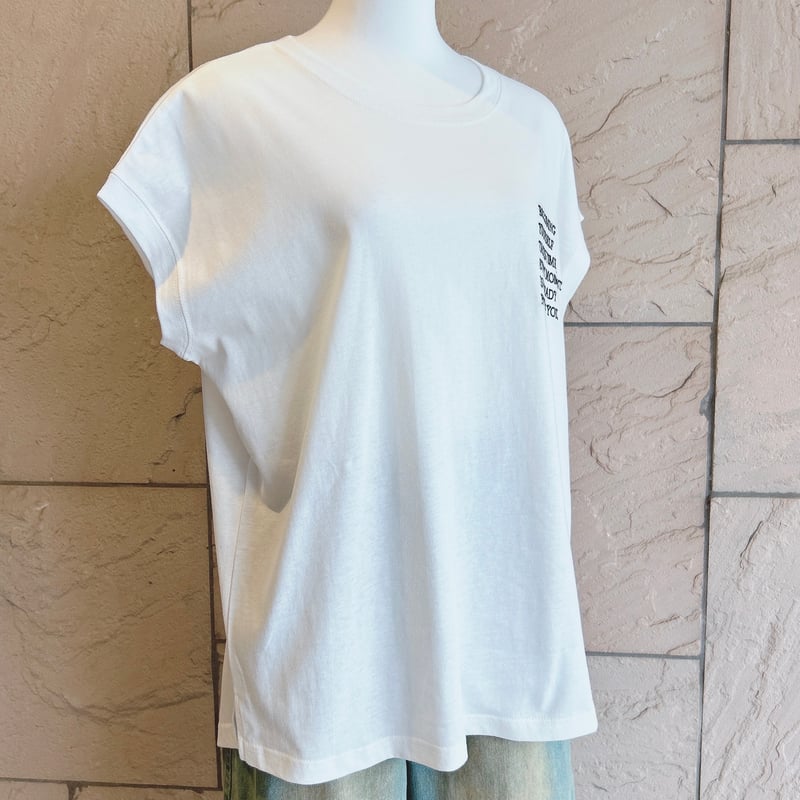 汗染み防止】レタリング刺繍フレンチスリーブTシャツ | Minayo Select
