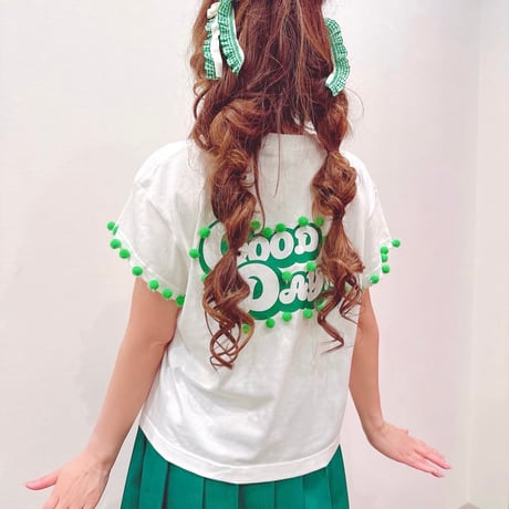 渡辺美奈代オリジナル『GOOD DAY!!』Tシャツ　ホワイト×グリーン